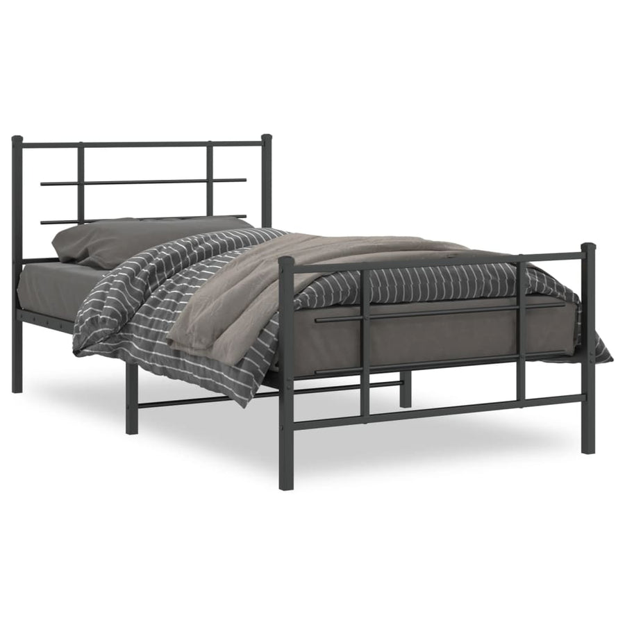 Bedframe Met Hoofd- En Voeteneinde Metaal 100 x 200 cm Zwart