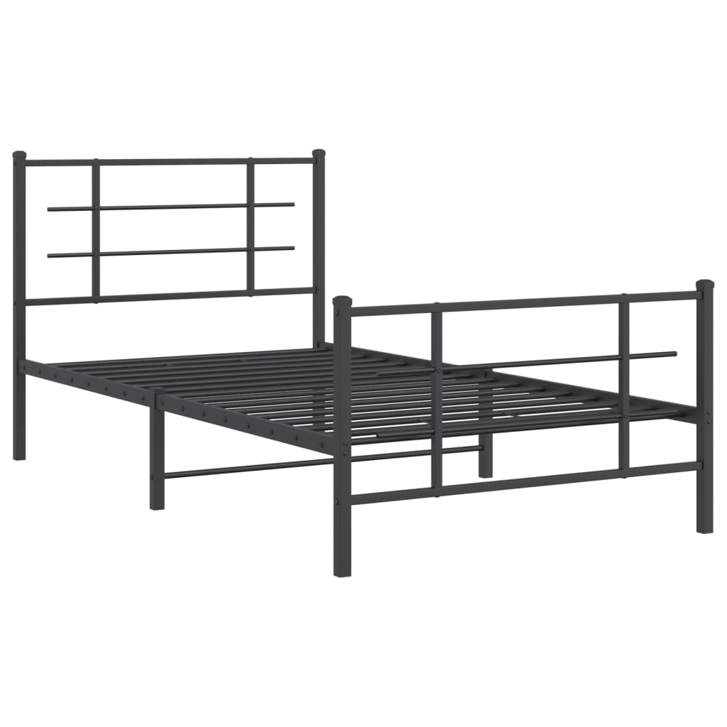 Bedframe Met Hoofd- En Voeteneinde Metaal 100 x 200 cm Zwart