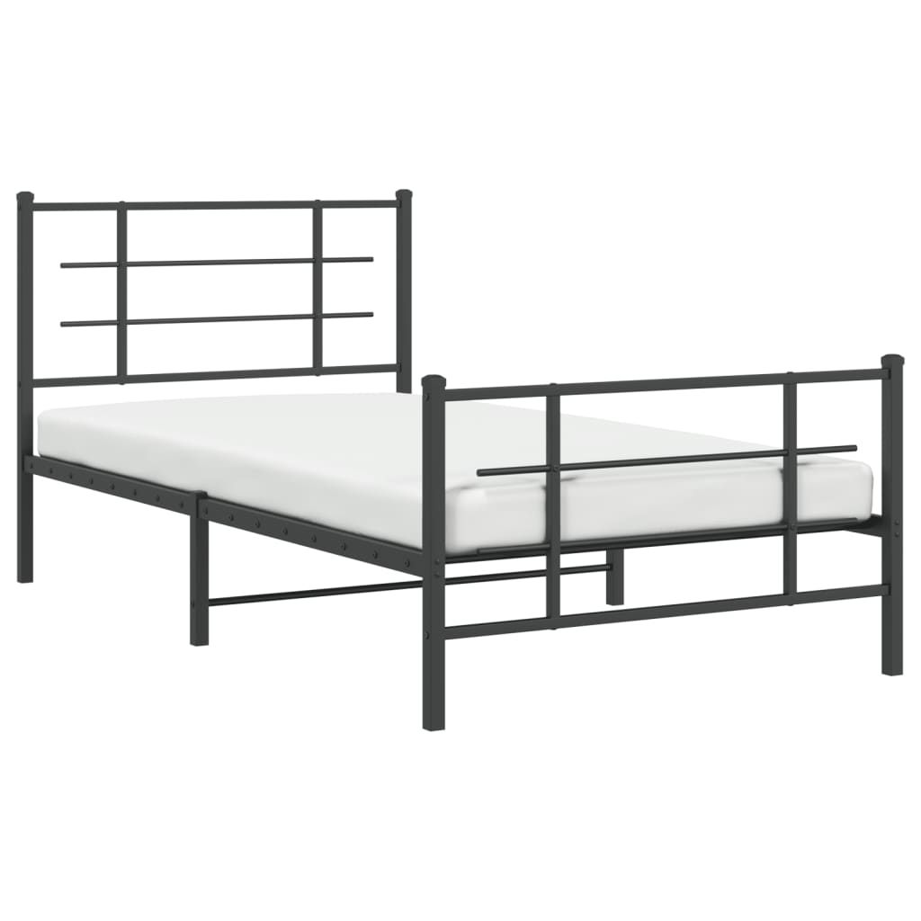 Bedframe Met Hoofd- En Voeteneinde Metaal 100 x 200 cm Zwart