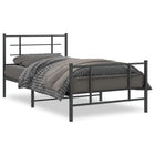 Bedframe Met Hoofd- En Voeteneinde Metaal Zwart 100 x 200 cm met hoofdbord & voetbord