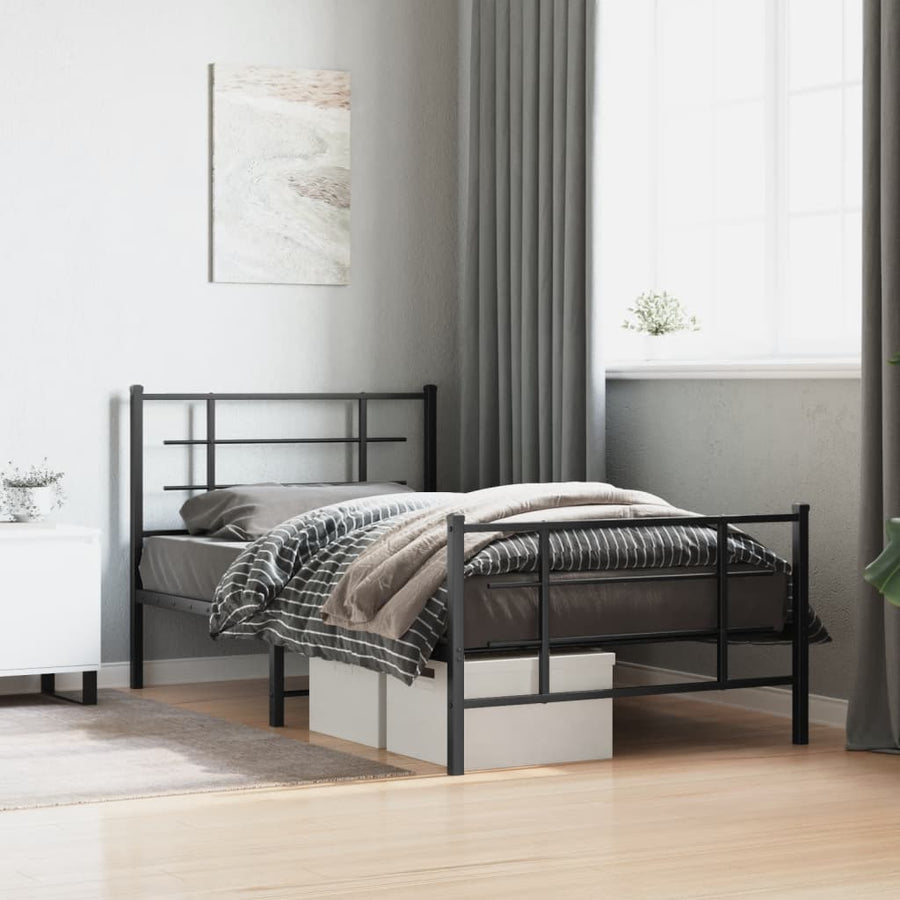 Bedframe Met Hoofd- En Voeteneinde Metaal 100 x 200 cm Zwart