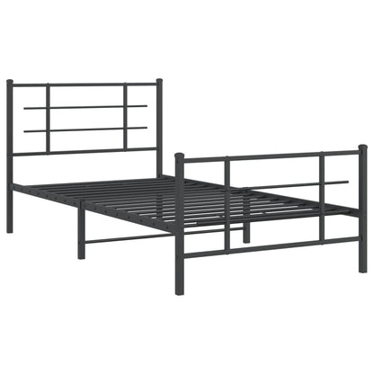 Bedframe Met Hoofd- En Voeteneinde Metaal Zwart 107 x 203 cm met hoofdbord & voetbord