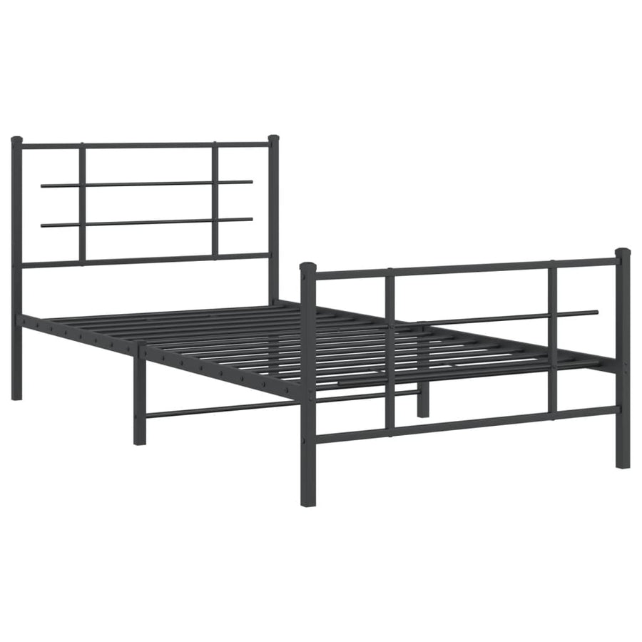 Bedframe Met Hoofd- En Voeteneinde Metaal Zwart 107 x 203 cm met hoofdbord & voetbord