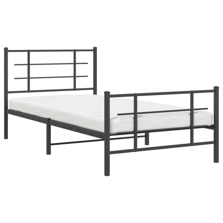 Bedframe Met Hoofd- En Voeteneinde Metaal Zwart 107 x 203 cm met hoofdbord & voetbord