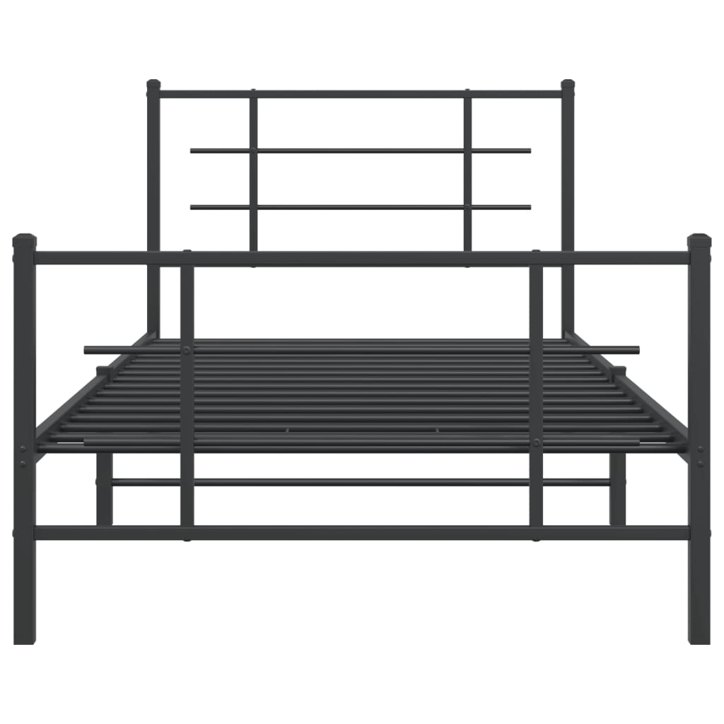 Bedframe Met Hoofd- En Voeteneinde Metaal Zwart 107 x 203 cm met hoofdbord & voetbord