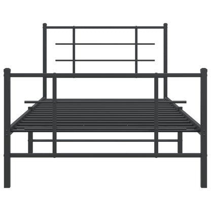Bedframe Met Hoofd- En Voeteneinde Metaal Zwart 107 x 203 cm met hoofdbord & voetbord