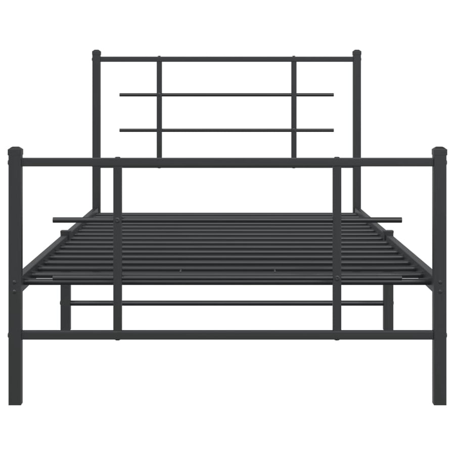 Bedframe Met Hoofd- En Voeteneinde Metaal Zwart 107 x 203 cm met hoofdbord & voetbord