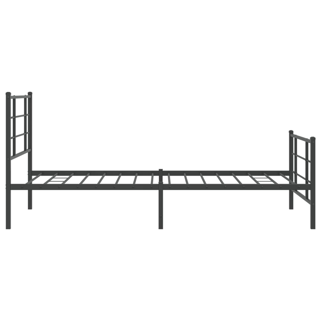 Bedframe Met Hoofd- En Voeteneinde Metaal Zwart 107 x 203 cm met hoofdbord & voetbord