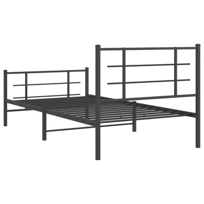 Bedframe Met Hoofd- En Voeteneinde Metaal Zwart 107 x 203 cm met hoofdbord & voetbord