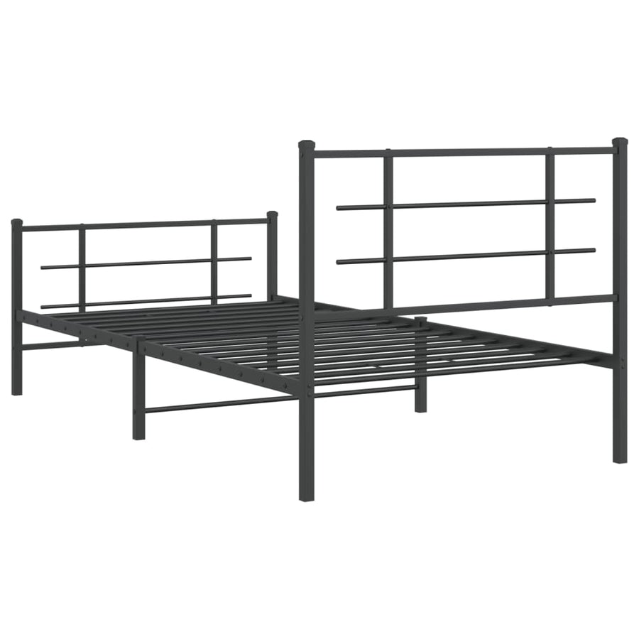 Bedframe Met Hoofd- En Voeteneinde Metaal Zwart 107 x 203 cm met hoofdbord & voetbord