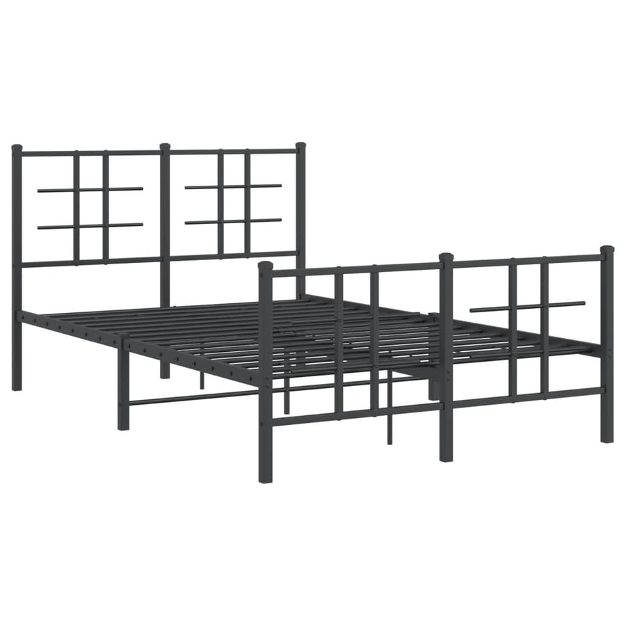 Bedframe Met Hoofd- En Voeteneinde Metaal Zwart 120 x 190 cm met hoofdbord & voetbord