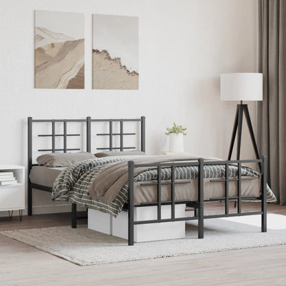 Bedframe Met Hoofd- En Voeteneinde Metaal Zwart 120 x 190 cm met hoofdbord & voetbord