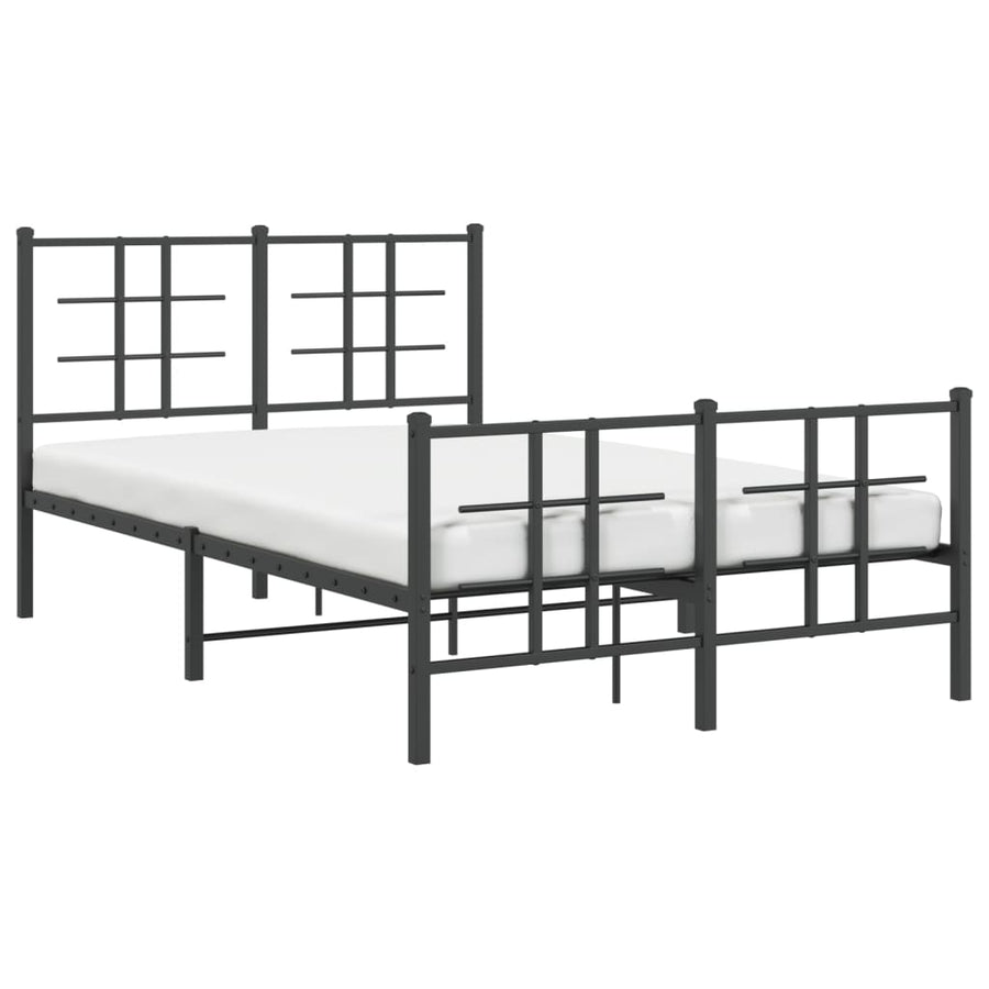 Bedframe Met Hoofd- En Voeteneinde Metaal Zwart 120 x 190 cm met hoofdbord & voetbord