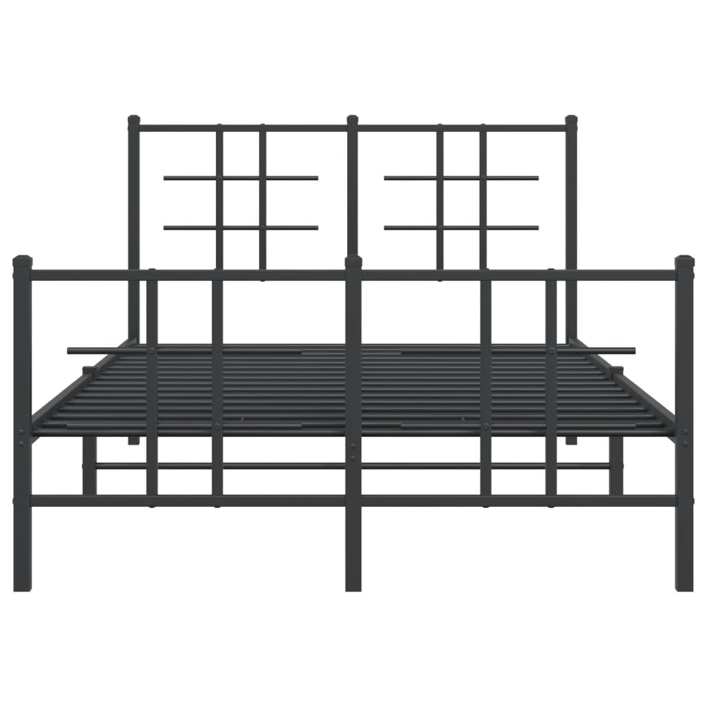 Bedframe Met Hoofd- En Voeteneinde Metaal Zwart 120 x 190 cm met hoofdbord & voetbord
