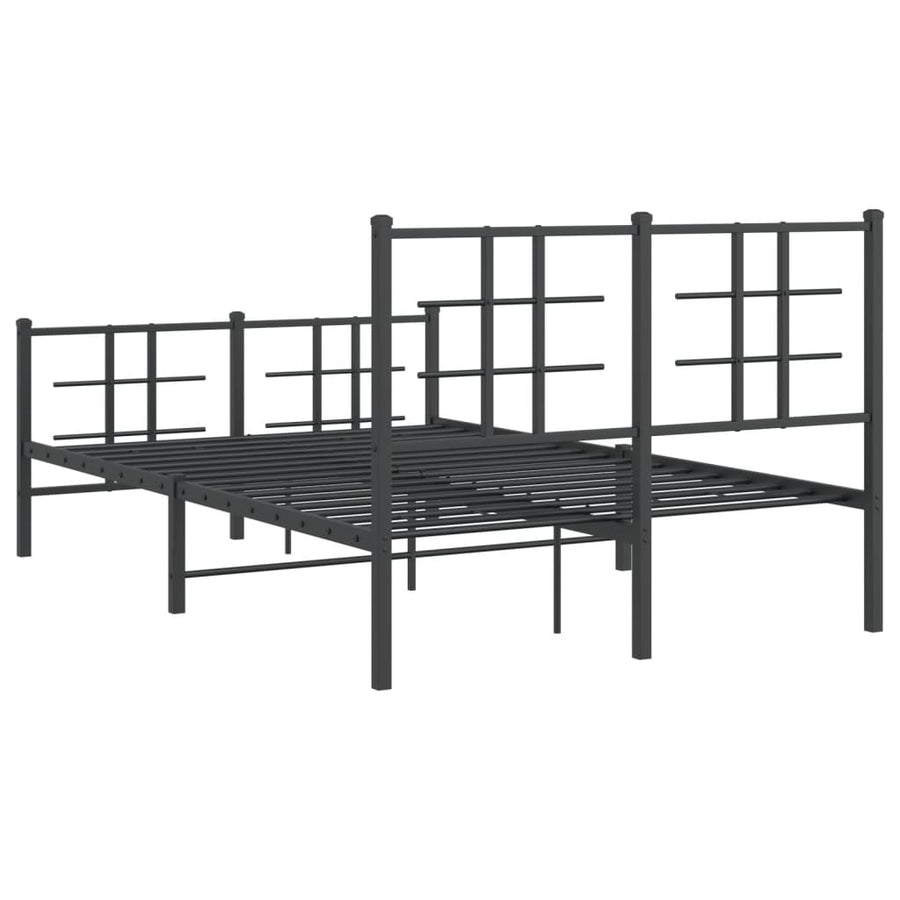Bedframe Met Hoofd- En Voeteneinde Metaal Zwart 120 x 190 cm met hoofdbord & voetbord