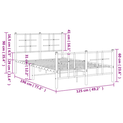Bedframe Met Hoofd- En Voeteneinde Metaal Zwart 120 x 190 cm met hoofdbord & voetbord