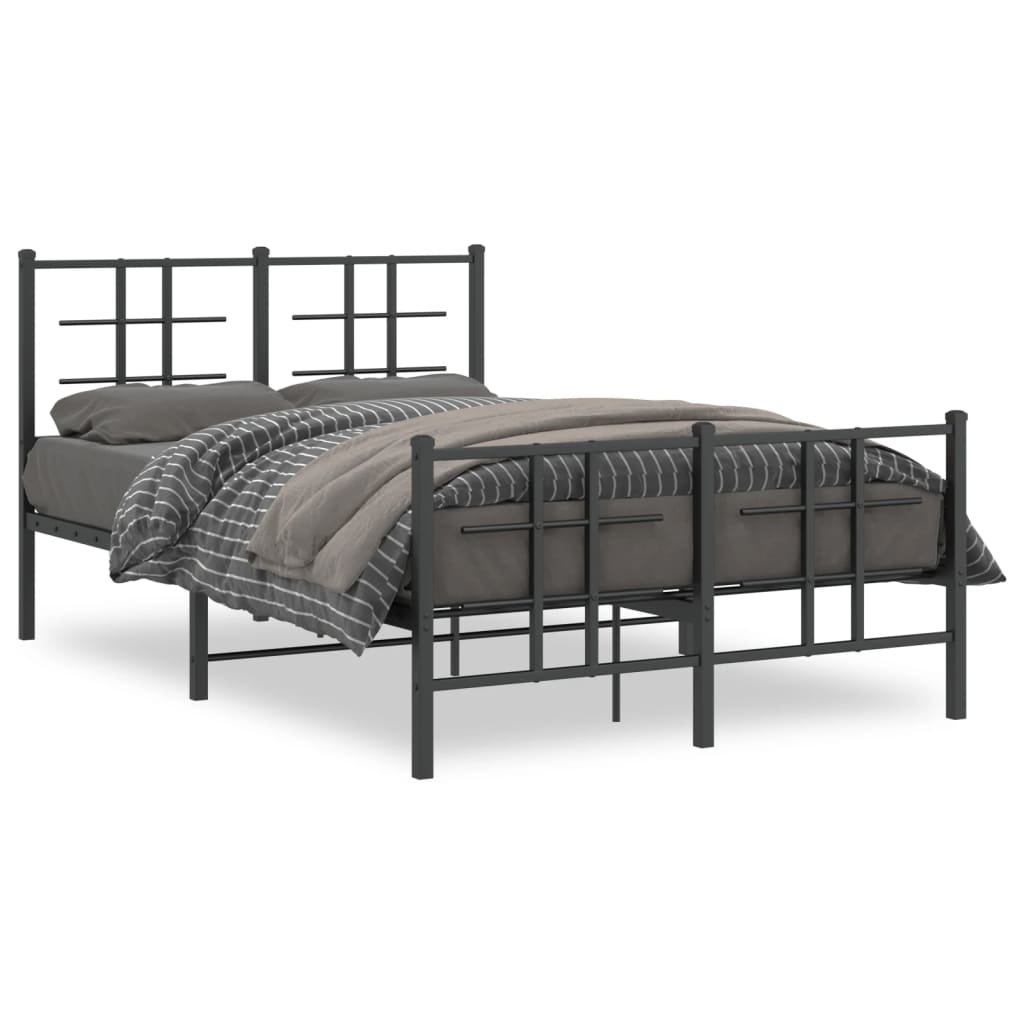 Bedframe Met Hoofd- En Voeteneinde Metaal Zwart 120 x 190 cm met hoofdbord & voetbord