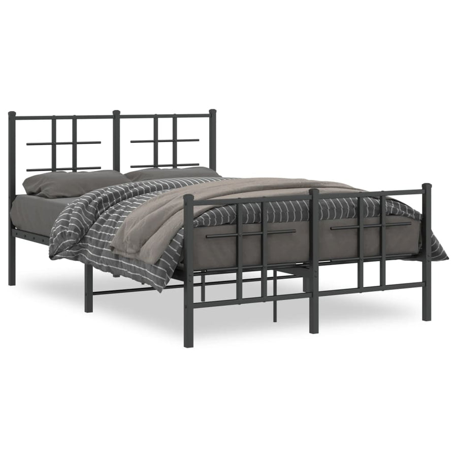 Bedframe Met Hoofd- En Voeteneinde Metaal Zwart 120 x 190 cm met hoofdbord & voetbord