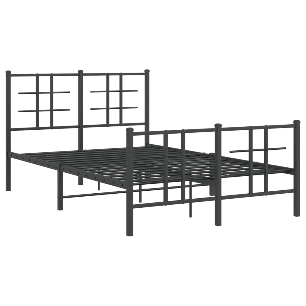 Bedframe met hoofd- en voeteneinde metaal zwart 120x200 cm 120 x 200 cm Zwart