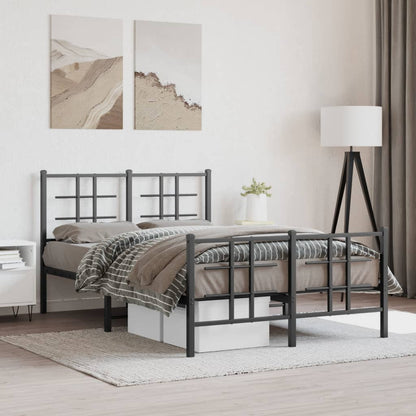 Bedframe met hoofd- en voeteneinde metaal zwart 120x200 cm 120 x 200 cm Zwart