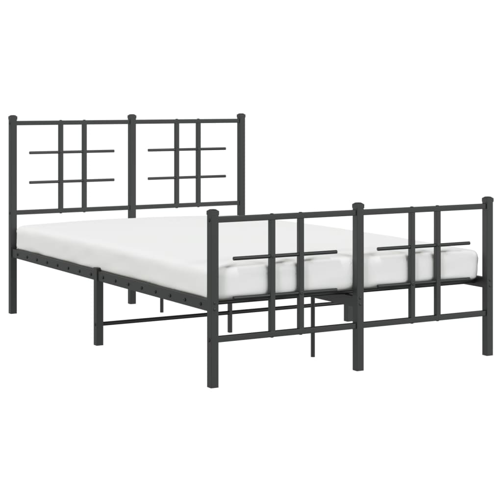 Bedframe met hoofd- en voeteneinde metaal zwart 120x200 cm 120 x 200 cm Zwart
