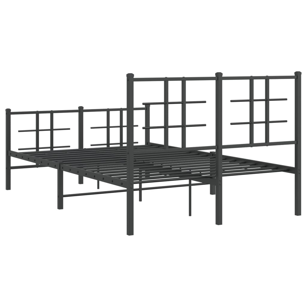 Bedframe met hoofd- en voeteneinde metaal zwart 120x200 cm 120 x 200 cm Zwart