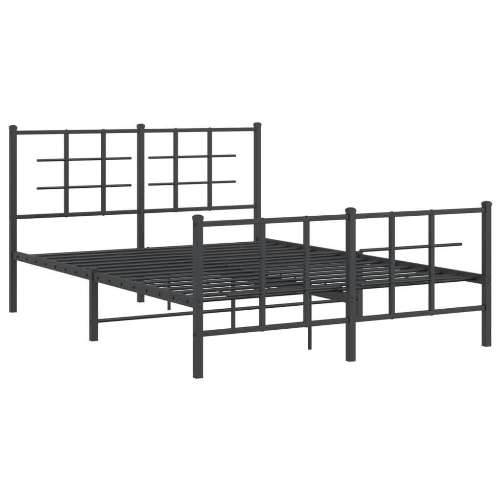 Bedframe met hoofd- en voeteneinde metaal zwart 135x190 cm 135 x 190 cm Zwart met hoofdbord & voetbord