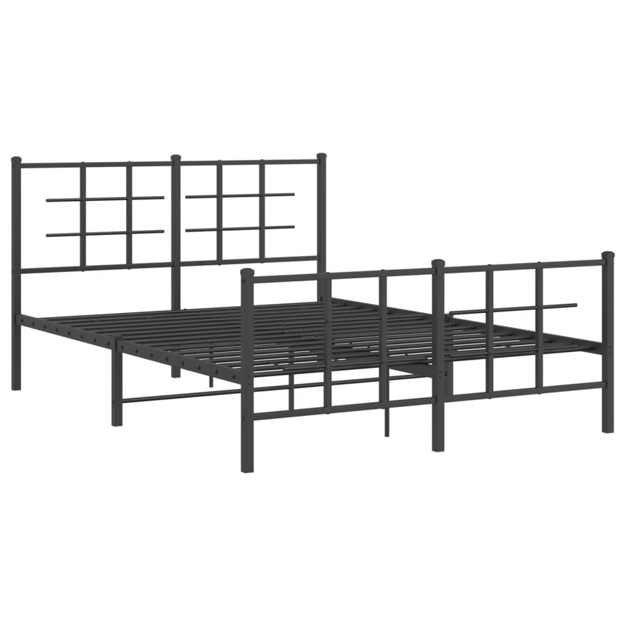 Bedframe met hoofd- en voeteneinde metaal zwart 135x190 cm 135 x 190 cm Zwart met hoofdbord & voetbord