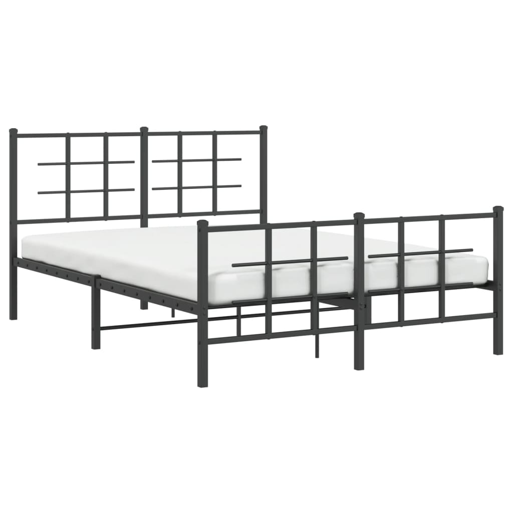 Bedframe met hoofd- en voeteneinde metaal zwart 135x190 cm 135 x 190 cm Zwart met hoofdbord & voetbord