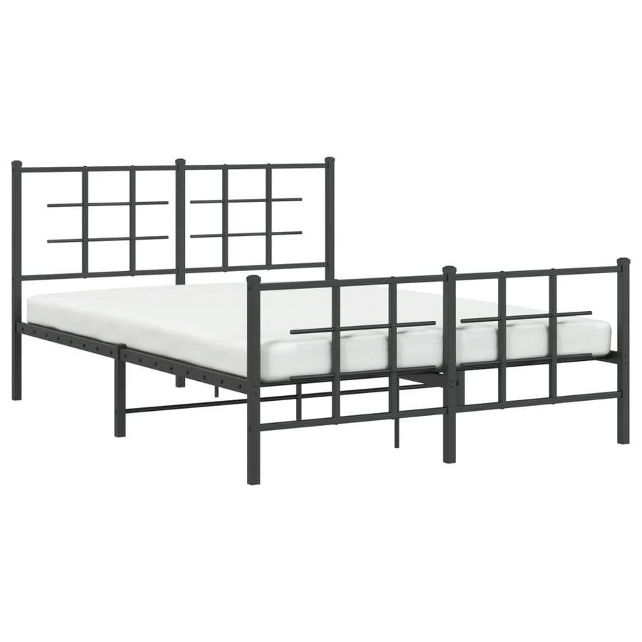 Bedframe met hoofd- en voeteneinde metaal zwart 135x190 cm 135 x 190 cm Zwart met hoofdbord & voetbord