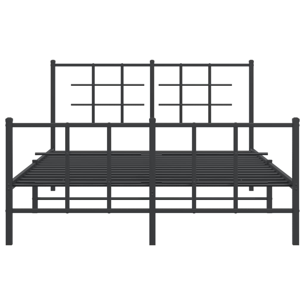 Bedframe met hoofd- en voeteneinde metaal zwart 135x190 cm 135 x 190 cm Zwart met hoofdbord & voetbord