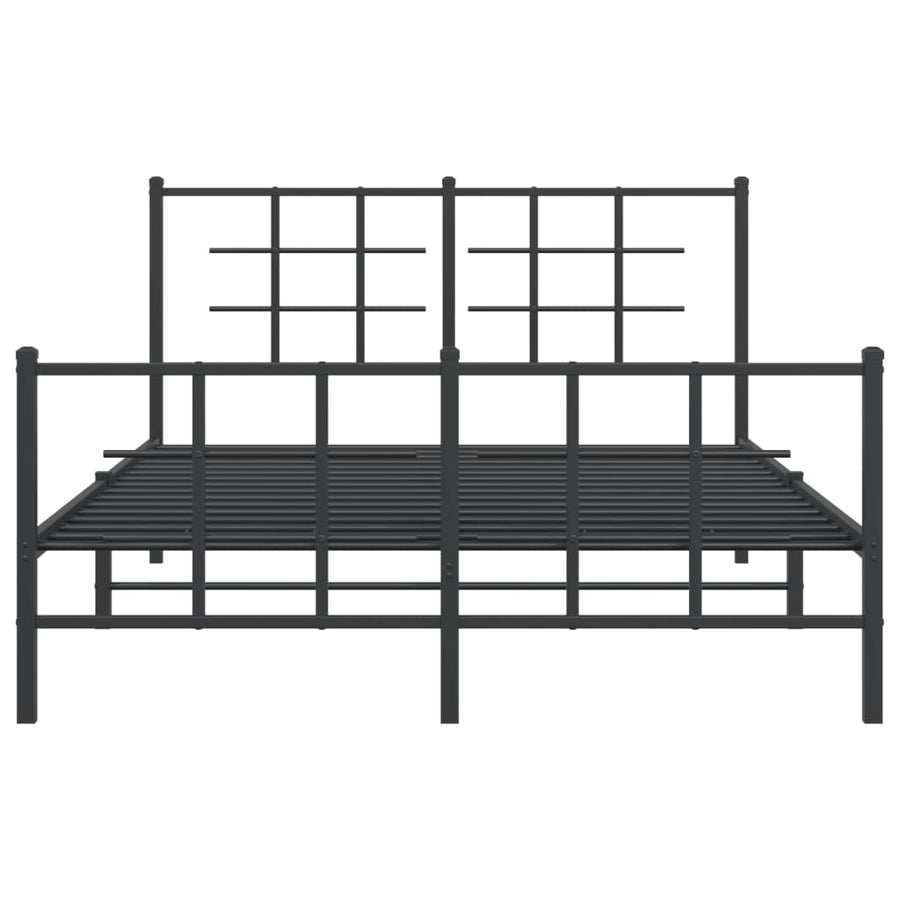 Bedframe met hoofd- en voeteneinde metaal zwart 135x190 cm 135 x 190 cm Zwart met hoofdbord & voetbord