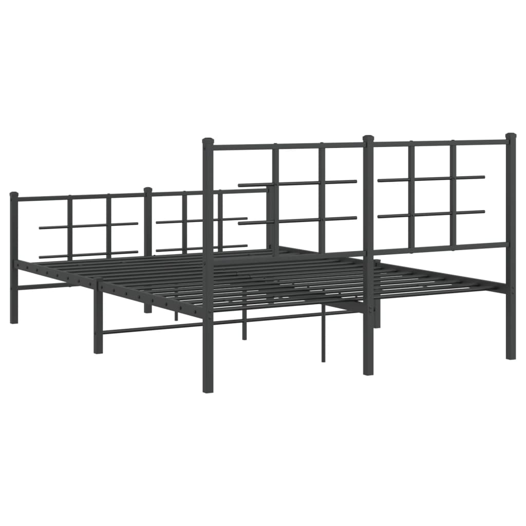 Bedframe met hoofd- en voeteneinde metaal zwart 135x190 cm 135 x 190 cm Zwart met hoofdbord & voetbord
