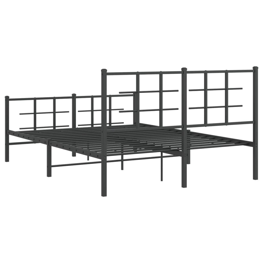 Bedframe met hoofd- en voeteneinde metaal zwart 135x190 cm 135 x 190 cm Zwart met hoofdbord & voetbord