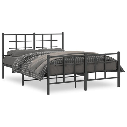 Bedframe met hoofd- en voeteneinde metaal zwart 135x190 cm 135 x 190 cm Zwart met hoofdbord & voetbord
