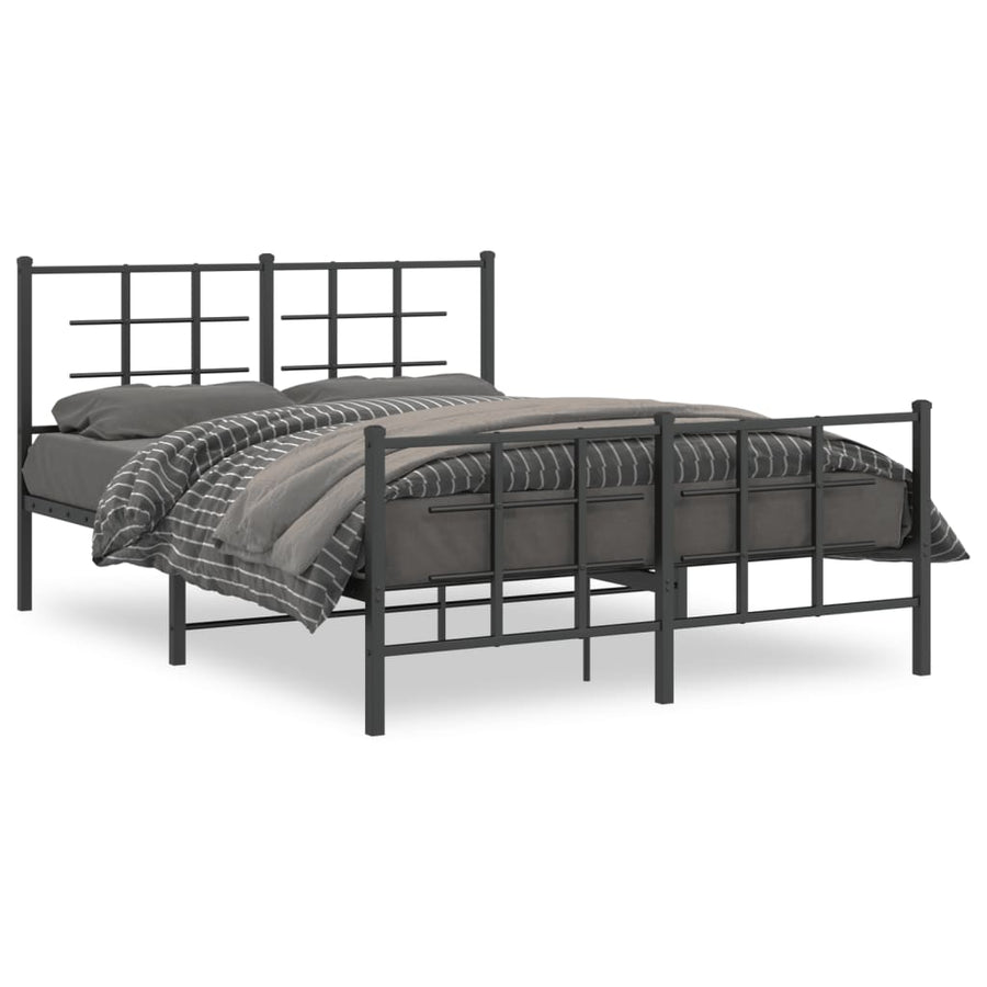 Bedframe met hoofd- en voeteneinde metaal zwart 135x190 cm 135 x 190 cm Zwart met hoofdbord & voetbord