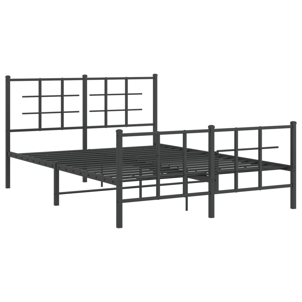 Bedframe Met Hoofd- En Voeteneinde Metaal Zwart 140 x 190 cm met hoofdbord & voetbord