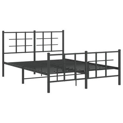 Bedframe Met Hoofd- En Voeteneinde Metaal Zwart 140 x 190 cm met hoofdbord & voetbord