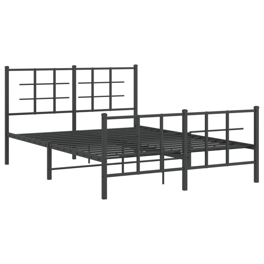Bedframe Met Hoofd- En Voeteneinde Metaal Zwart 140 x 190 cm met hoofdbord & voetbord