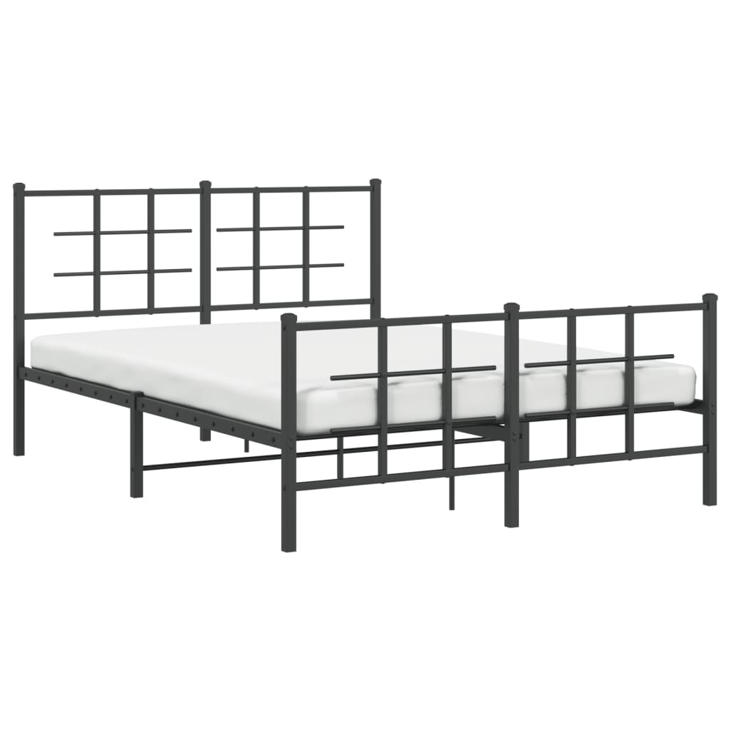 Bedframe Met Hoofd- En Voeteneinde Metaal Zwart 140 x 190 cm met hoofdbord & voetbord