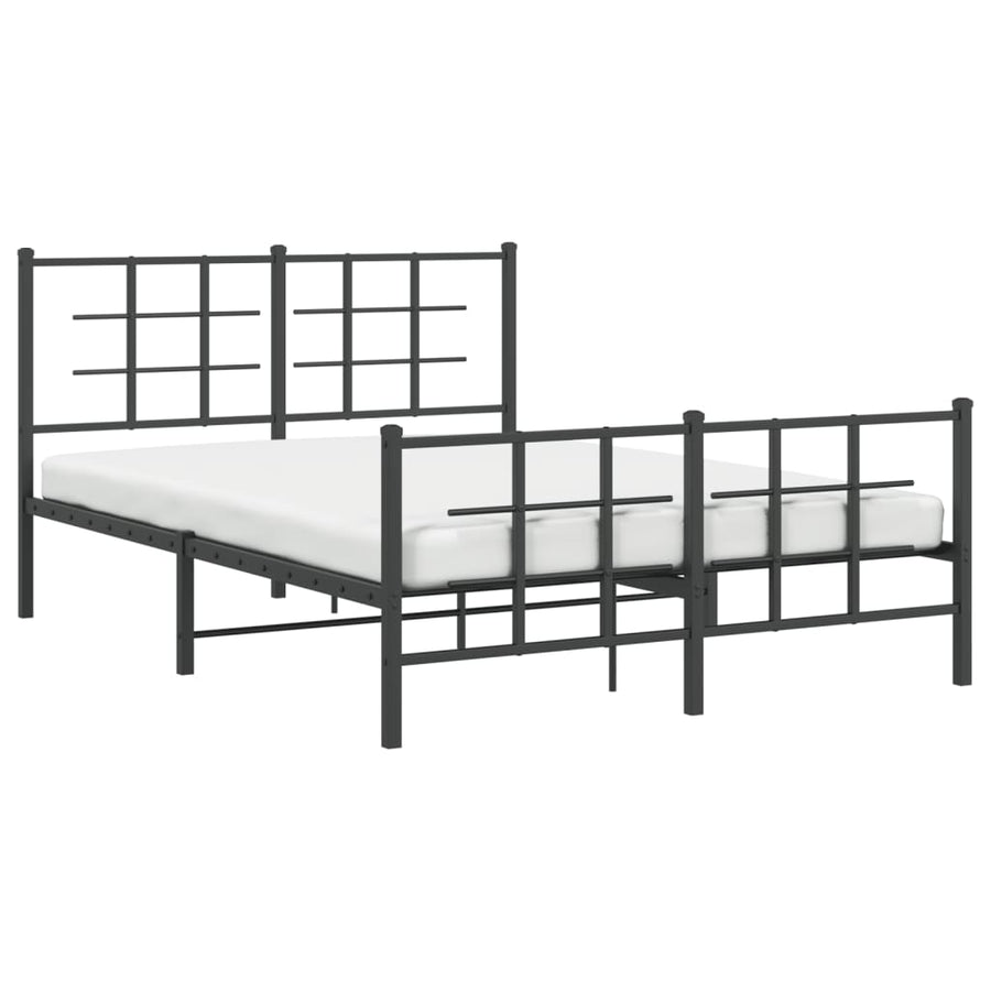 Bedframe Met Hoofd- En Voeteneinde Metaal Zwart 140 x 190 cm met hoofdbord & voetbord