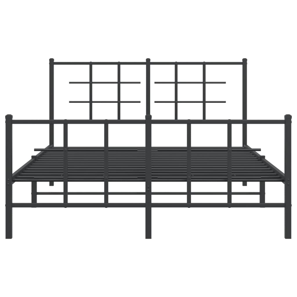 Bedframe Met Hoofd- En Voeteneinde Metaal Zwart 140 x 190 cm met hoofdbord & voetbord