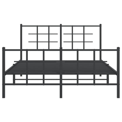 Bedframe Met Hoofd- En Voeteneinde Metaal Zwart 140 x 190 cm met hoofdbord & voetbord