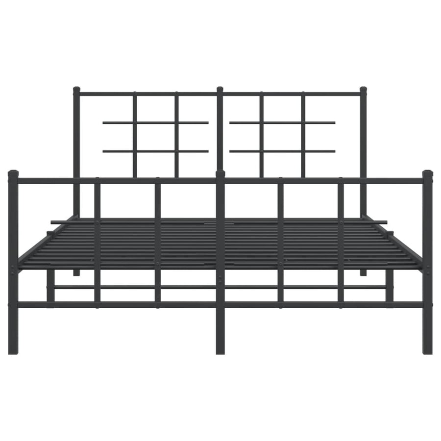 Bedframe Met Hoofd- En Voeteneinde Metaal Zwart 140 x 190 cm met hoofdbord & voetbord