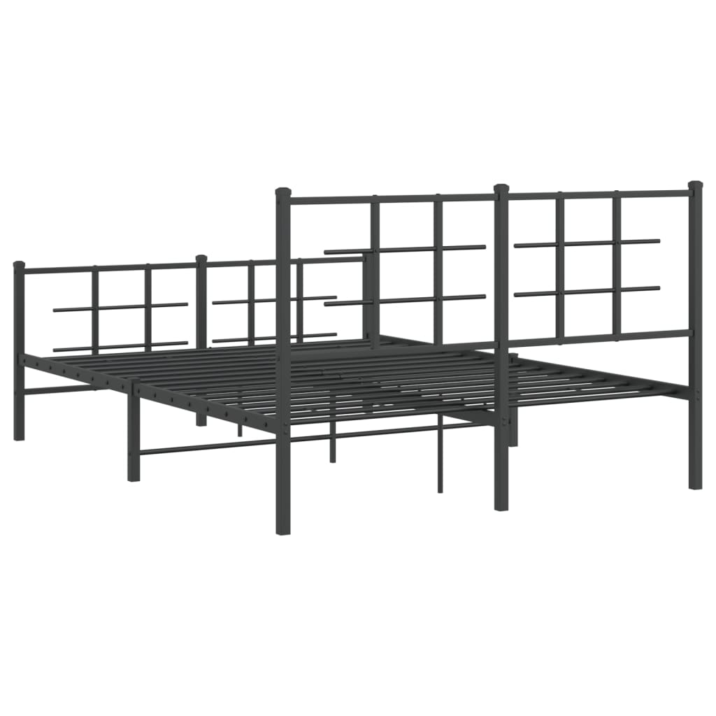 Bedframe Met Hoofd- En Voeteneinde Metaal Zwart 140 x 190 cm met hoofdbord & voetbord