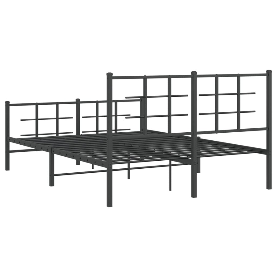 Bedframe Met Hoofd- En Voeteneinde Metaal Zwart 140 x 190 cm met hoofdbord & voetbord