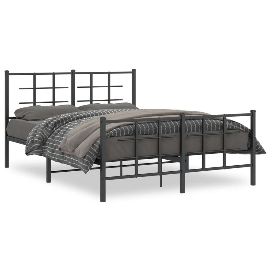 Bedframe Met Hoofd- En Voeteneinde Metaal Zwart 140 x 190 cm met hoofdbord & voetbord