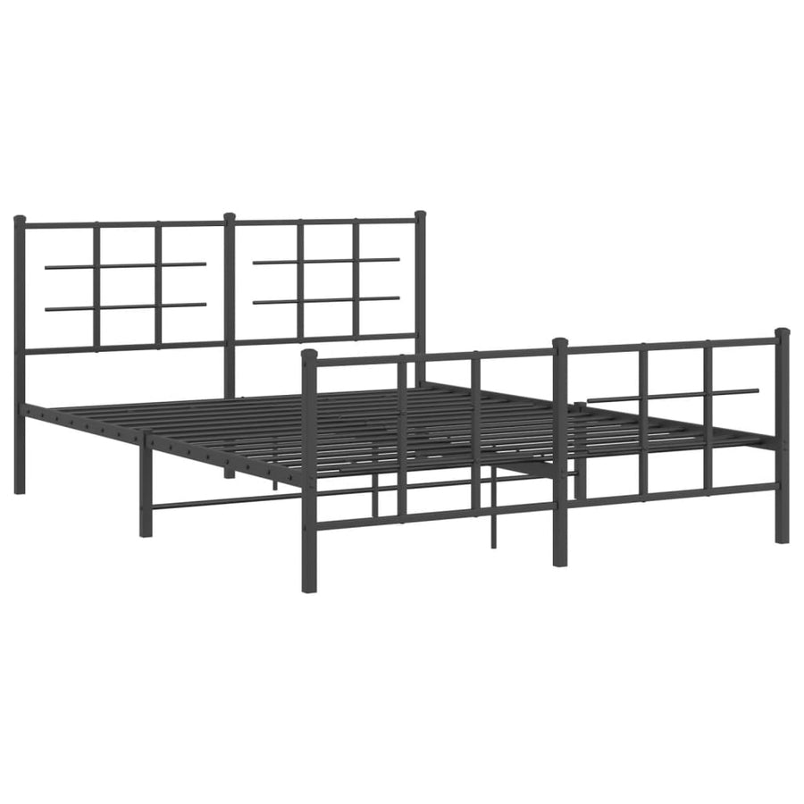 Bedframe met hoofd- en voeteneinde metaal zwart 150x200 cm 150 x 200 cm Zwart