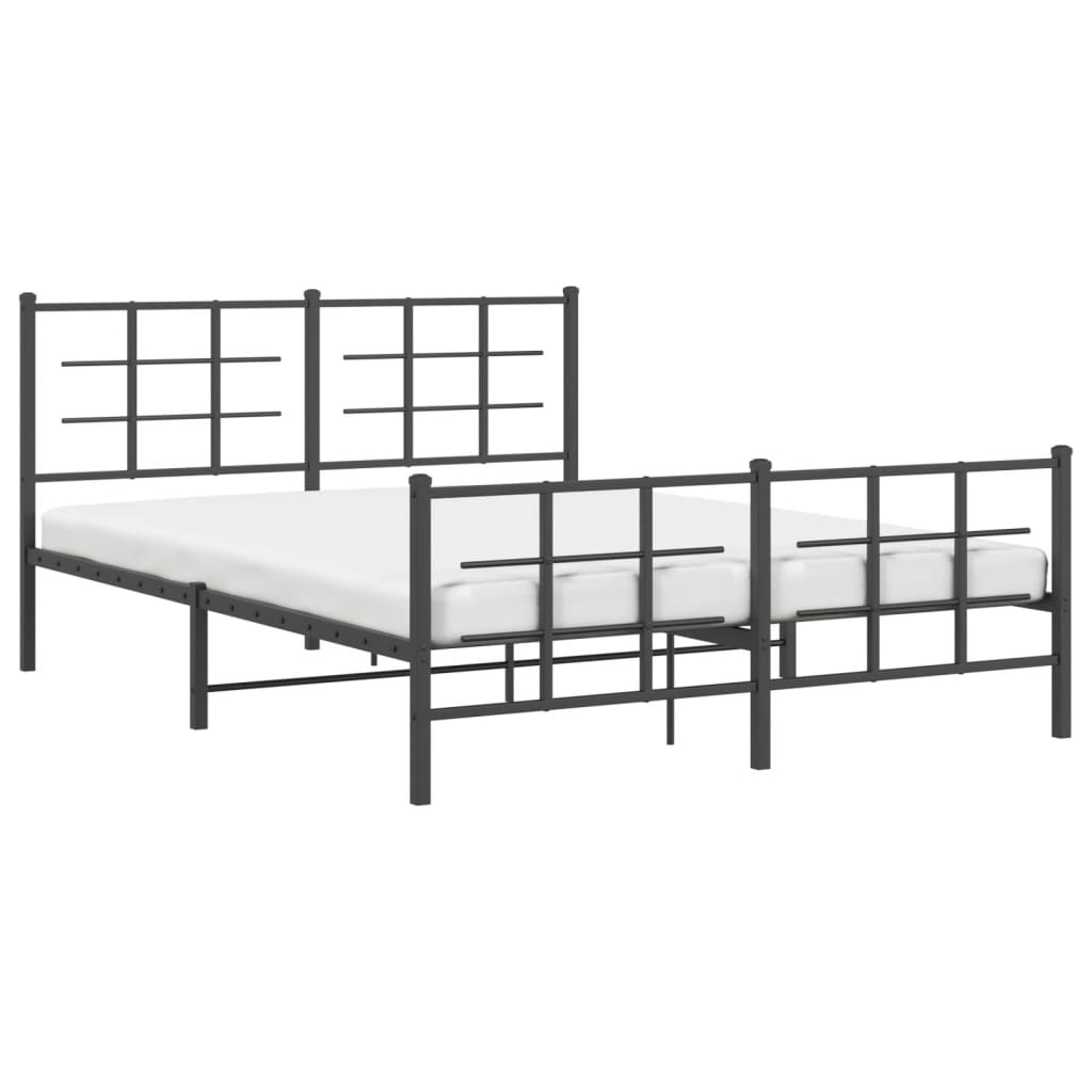 Bedframe met hoofd- en voeteneinde metaal zwart 150x200 cm 150 x 200 cm Zwart