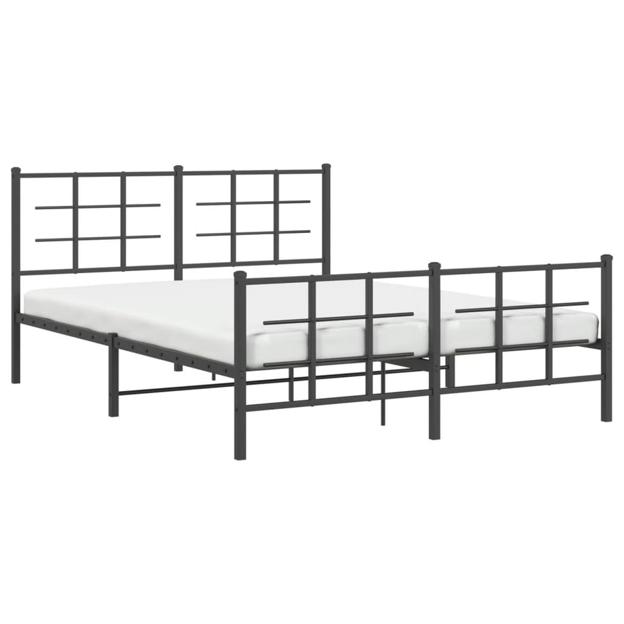 Bedframe met hoofd- en voeteneinde metaal zwart 150x200 cm 150 x 200 cm Zwart